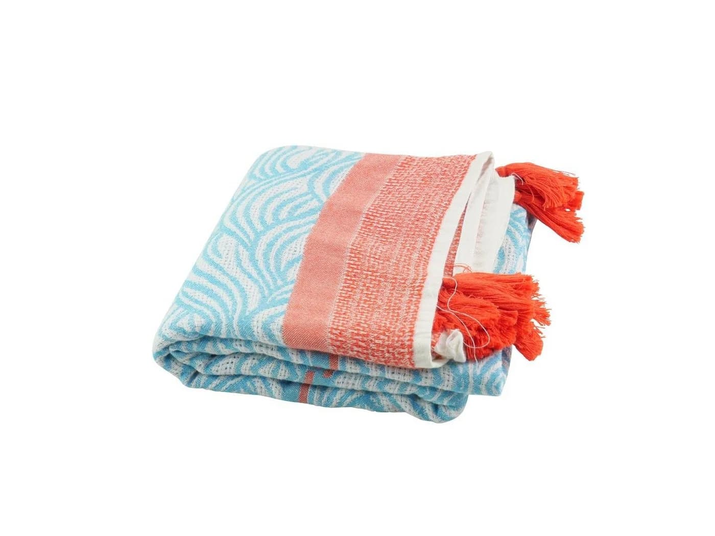 my Hamam Hamamtuch Strandtuch Blau/Rot Allover-Muster Quasten - Bild 4