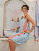 my Hamam Hamamtuch Strandtuch Blau/Rot Allover-Muster Quasten Bild 5