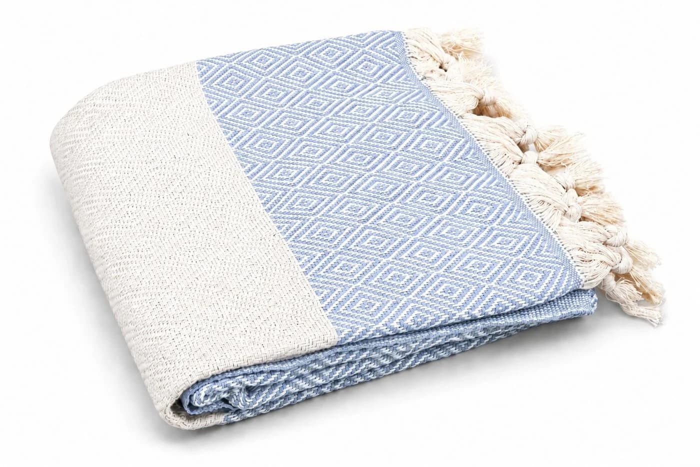 my Hamam Hamamtuch Diamant Style hellblau naturbeige Pestemal - Bild 2