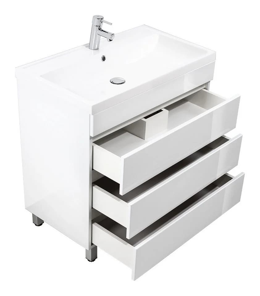 Magnolia Home Waschtisch Stand Badmöbel Via 80 SoftClose Weiss Hochglanz - Bild 5