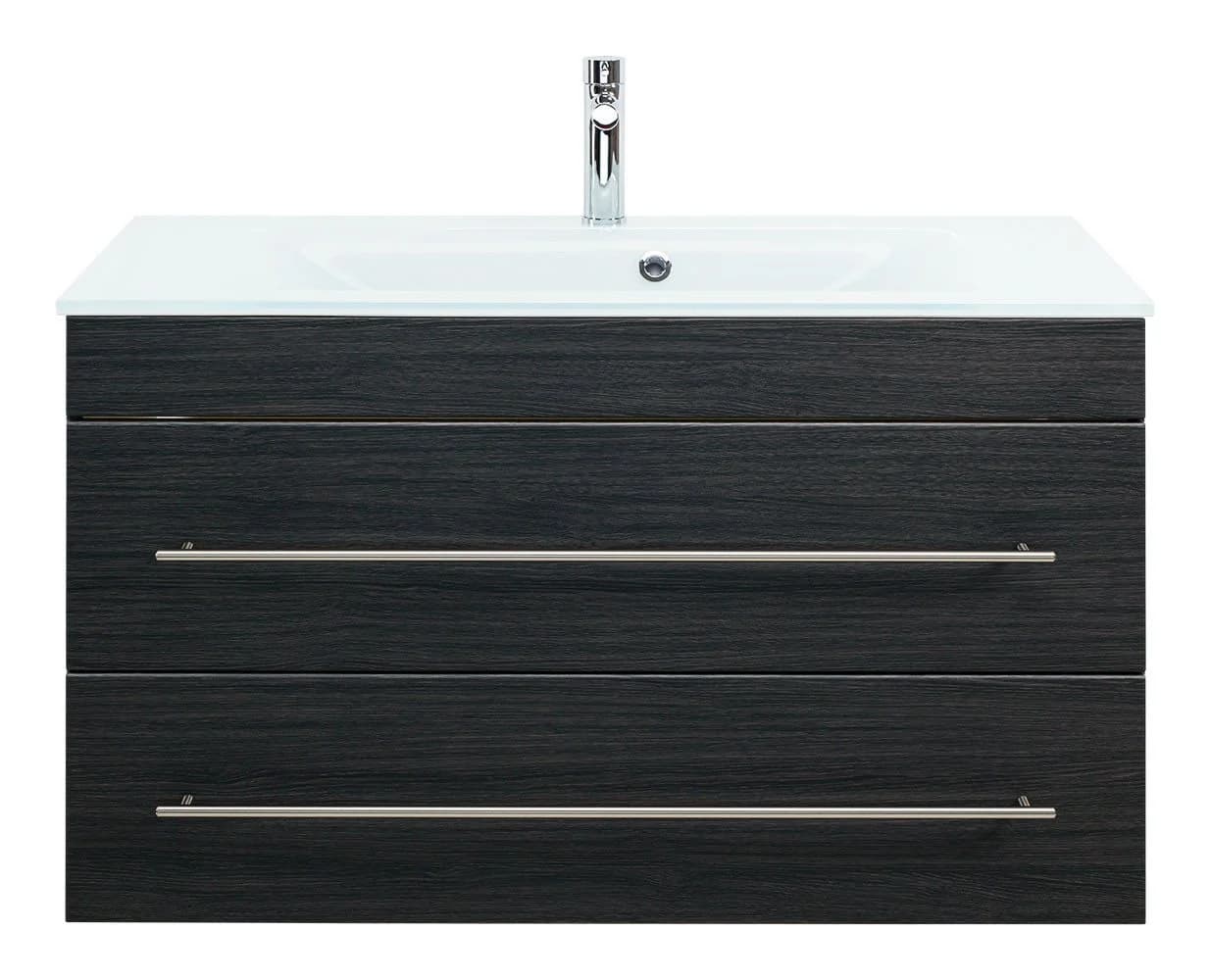 Magnolia Home Waschtisch Vitro 1000 mit Glaswaschbecken und Softclose-Schubladen - Bild 3