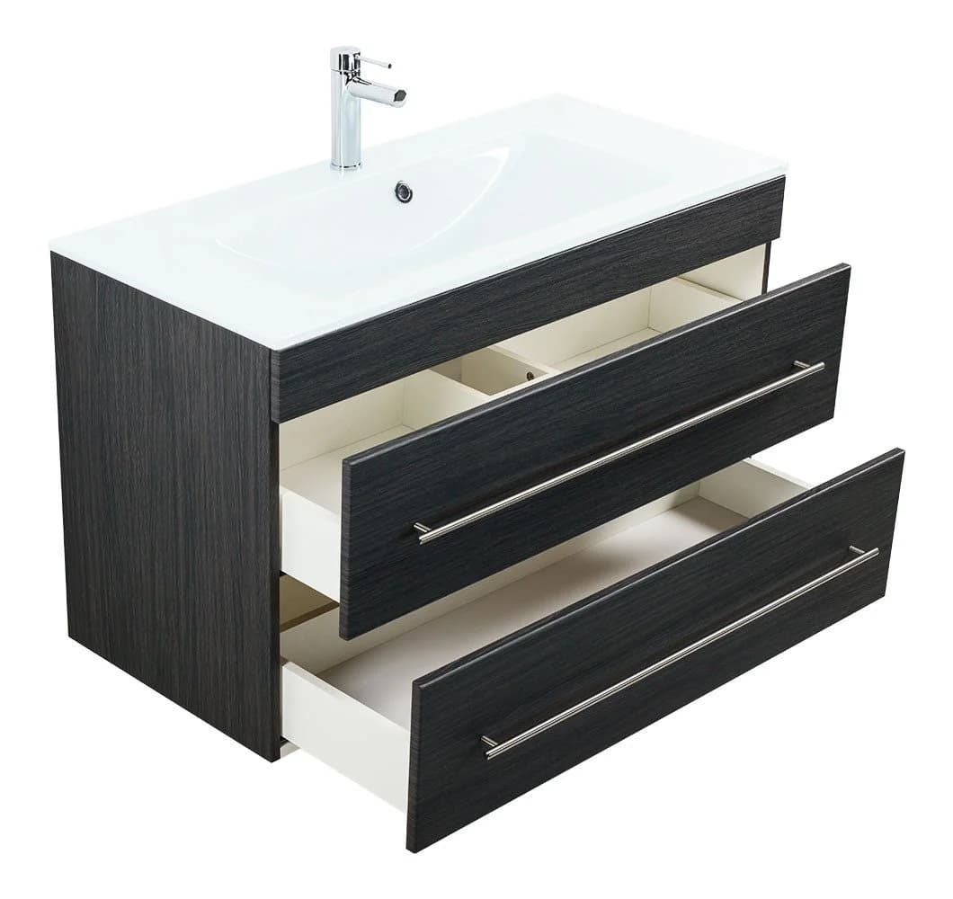 Magnolia Home Waschtisch Vitro 1000 mit Glaswaschbecken und Softclose-Schubladen - Bild 4