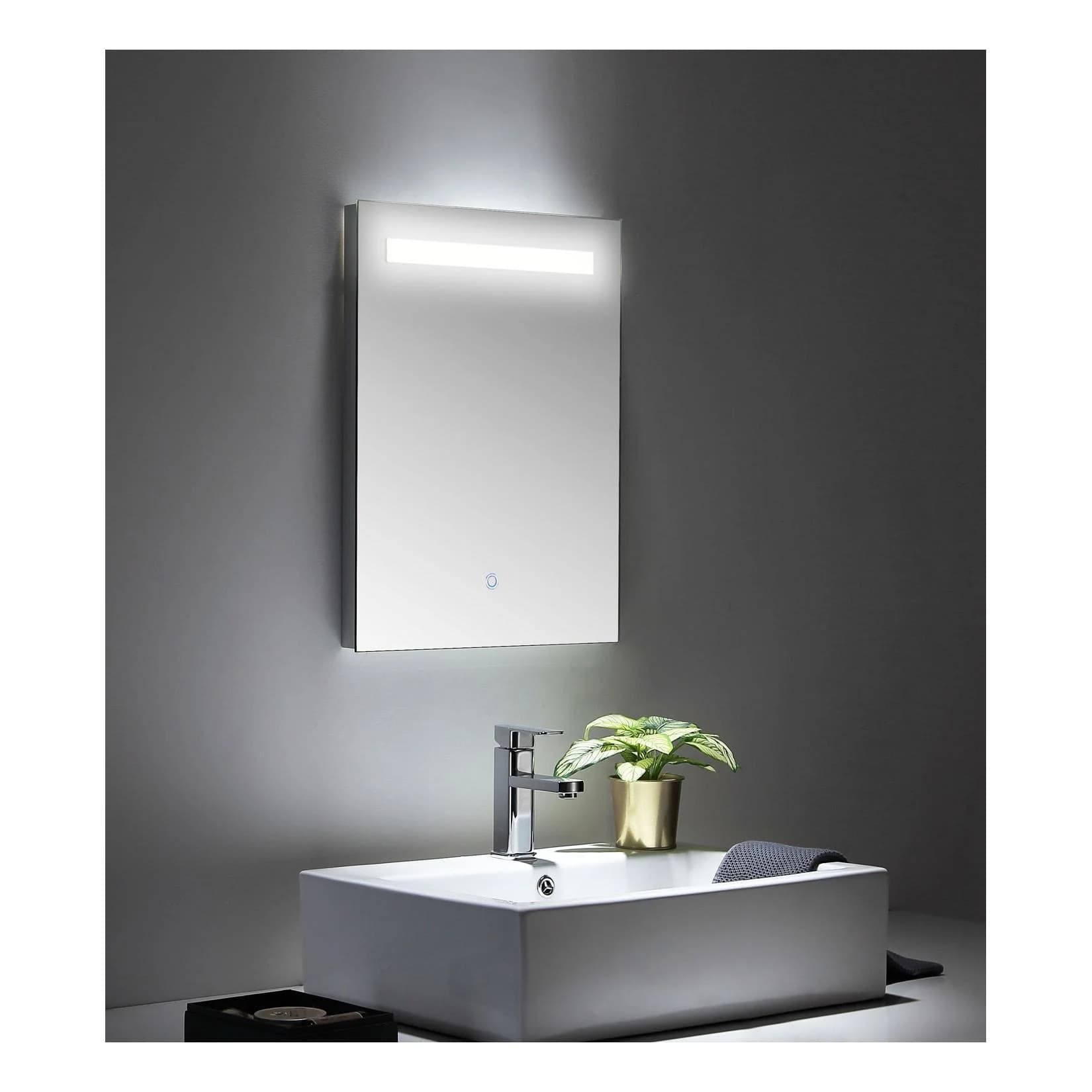 Posseik LED Wandspiegel mit Touch-Bedienung Warmweiß