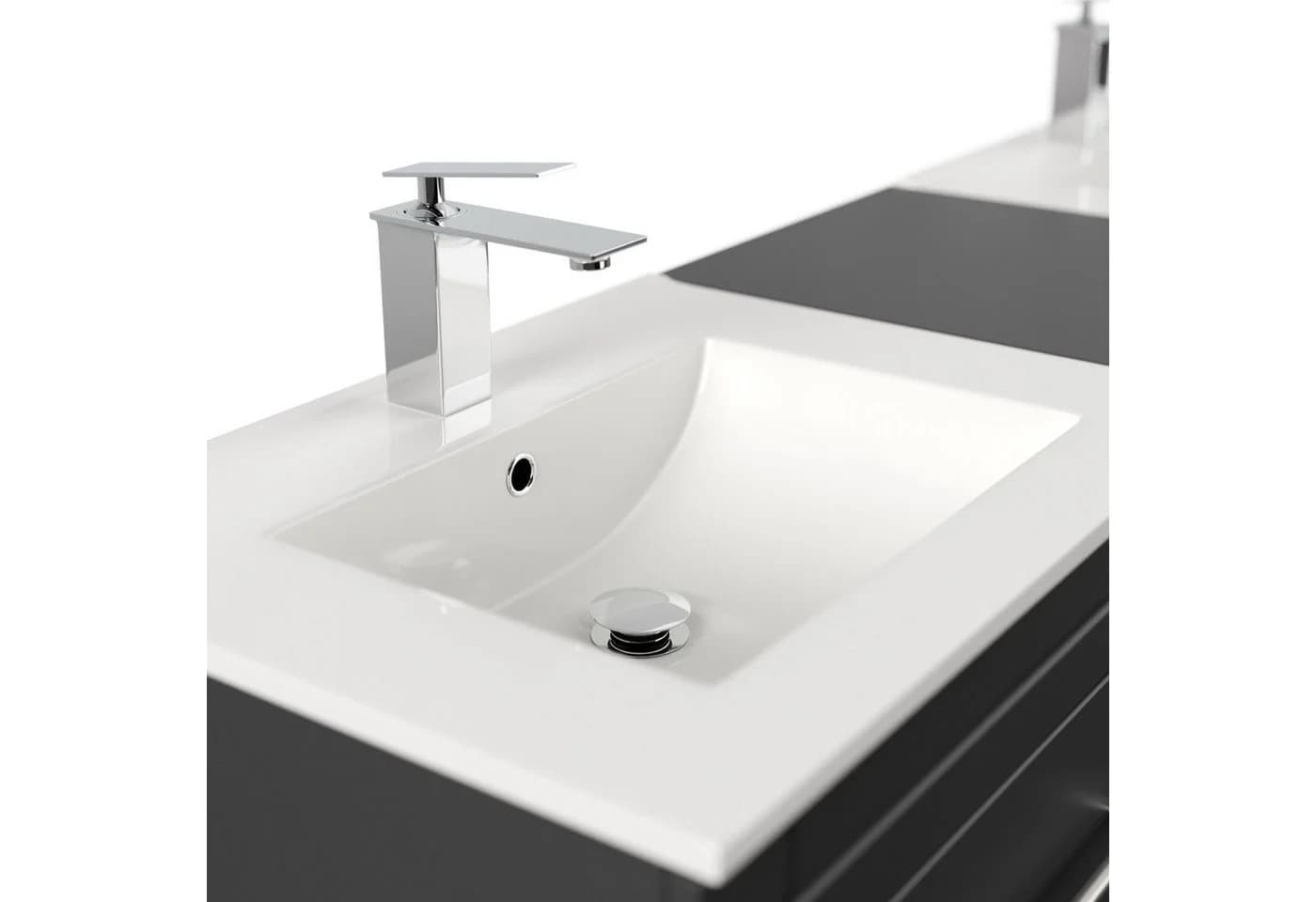 Magnolia Home Doppelwaschtisch Cosmo Modern SoftClose 9 Schubladen Schwarz - Bild 5