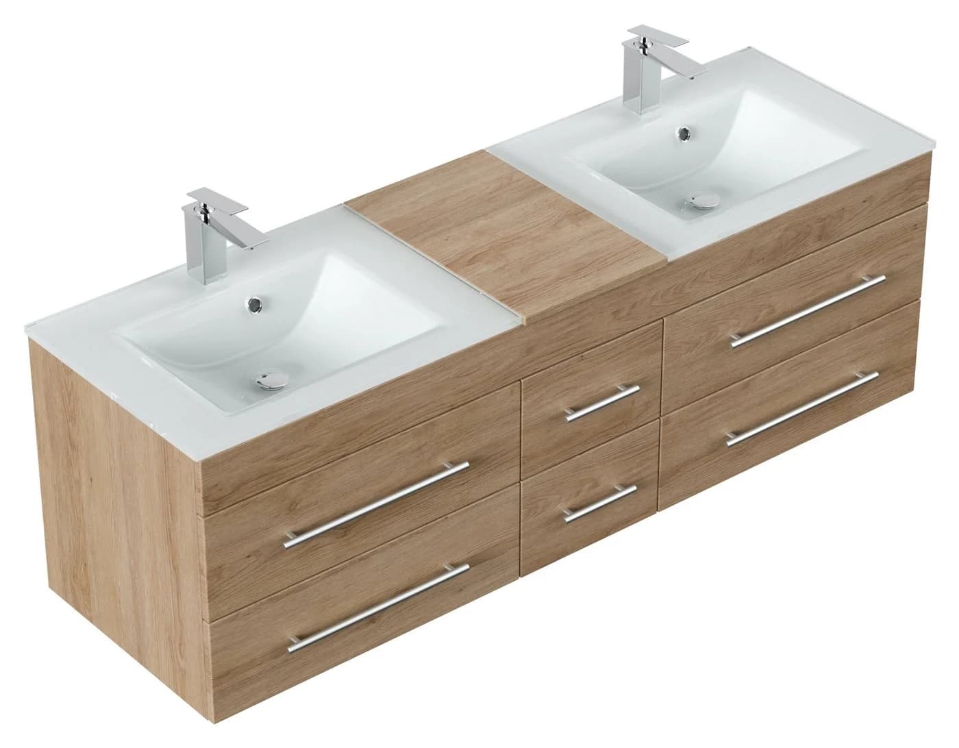 Magnolia Home Waschtisch mit 6 Softclose-Schubladen und 2 Glas-Waschtische - Bild 3