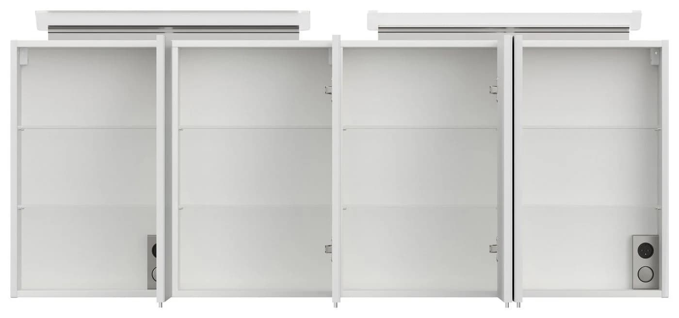 Magnolia Home Badezimmerspiegelschrank 160cm Weiß Hochglanz
