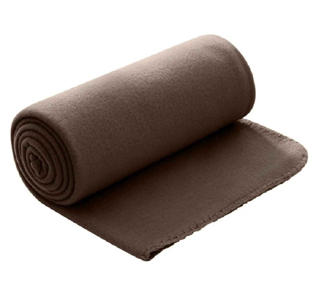 wometo Wohndecke Polar-Fleece Braun Kettel-Einfassung - Bild 2
