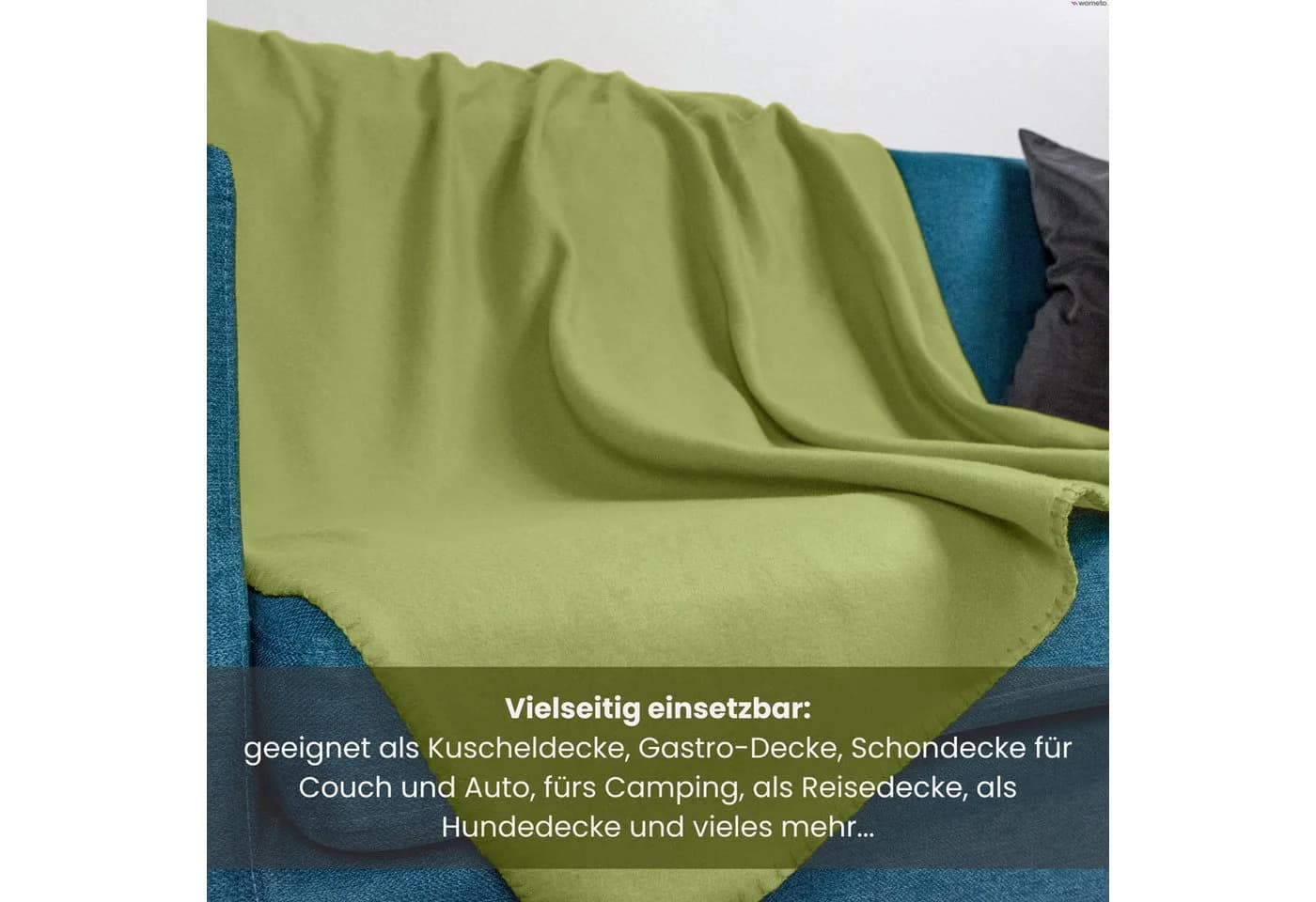 wometo Wohndecke Polar-Fleece Grün Anti-Pilling Kettel-Einfassung - Bild 5