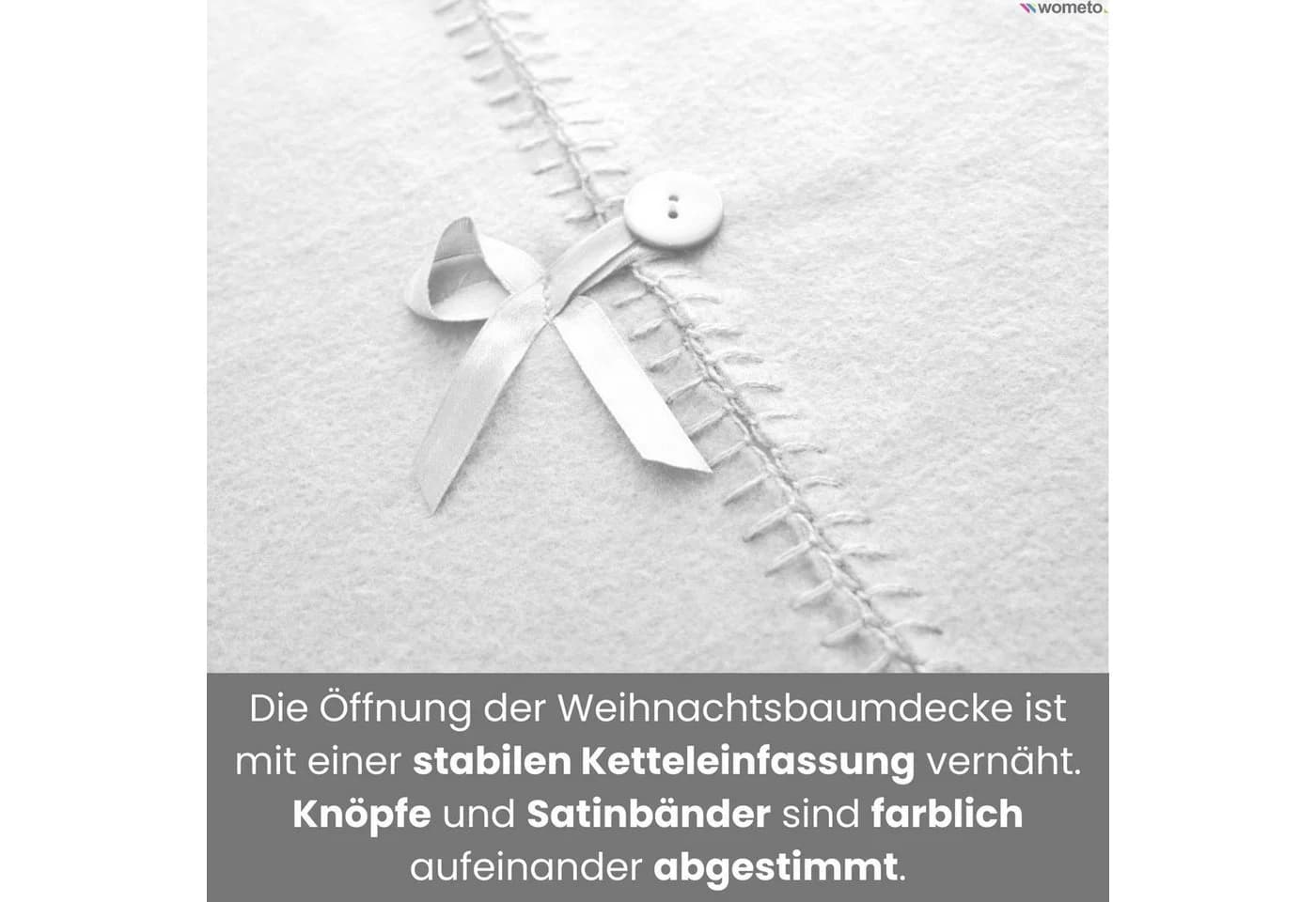 wometo Weihnachtsbaumdecke Rund Weiß Satin-Schleifen - Bild 3