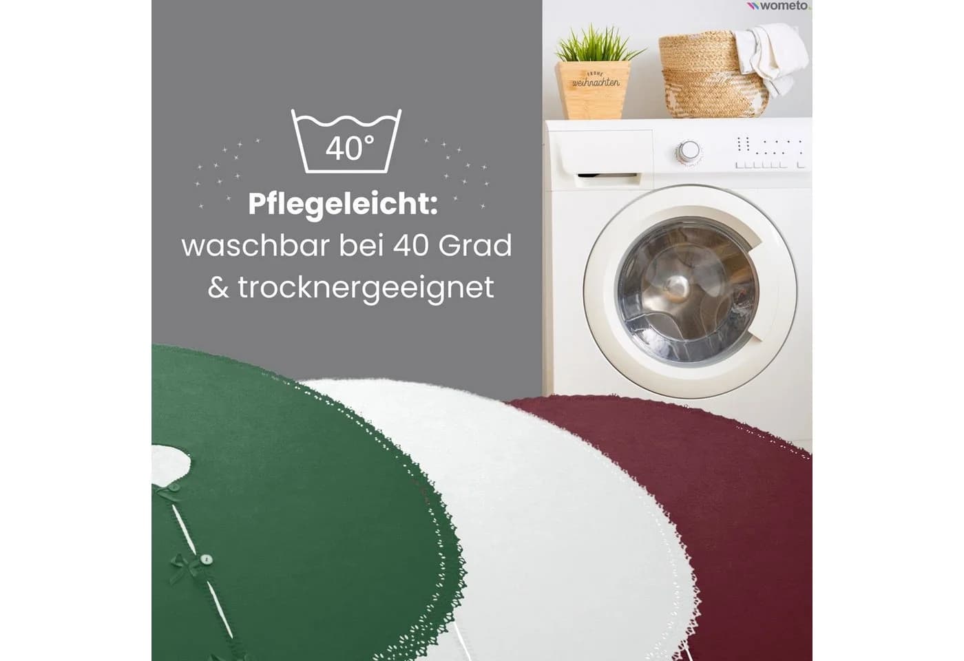 wometo Weihnachtsbaumdecke Rund Weiß Satin-Schleifen - Bild 5