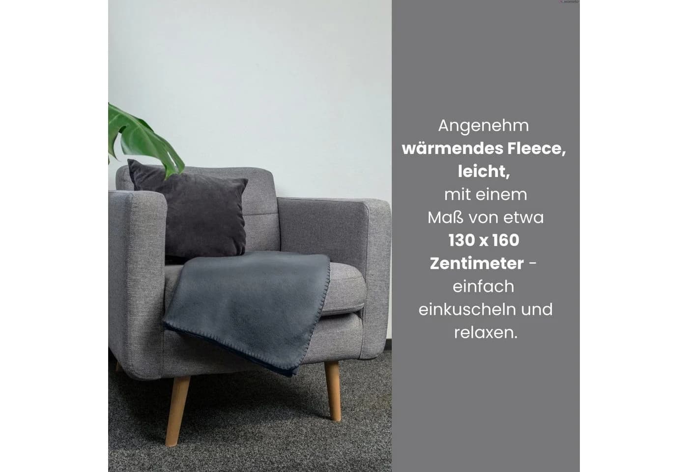 wometo Wohndecke Polar-Fleece Dunkelgrau Anti-Pilling
