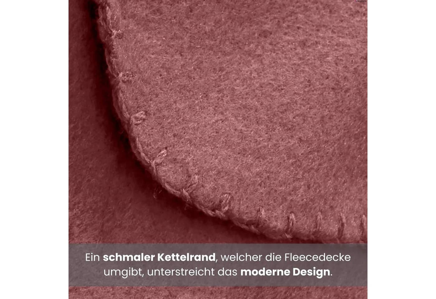 wometo Wohndecke Polar-Fleece Rot mit Kettel-Einfassung & Anti-Pilling - Bild 4