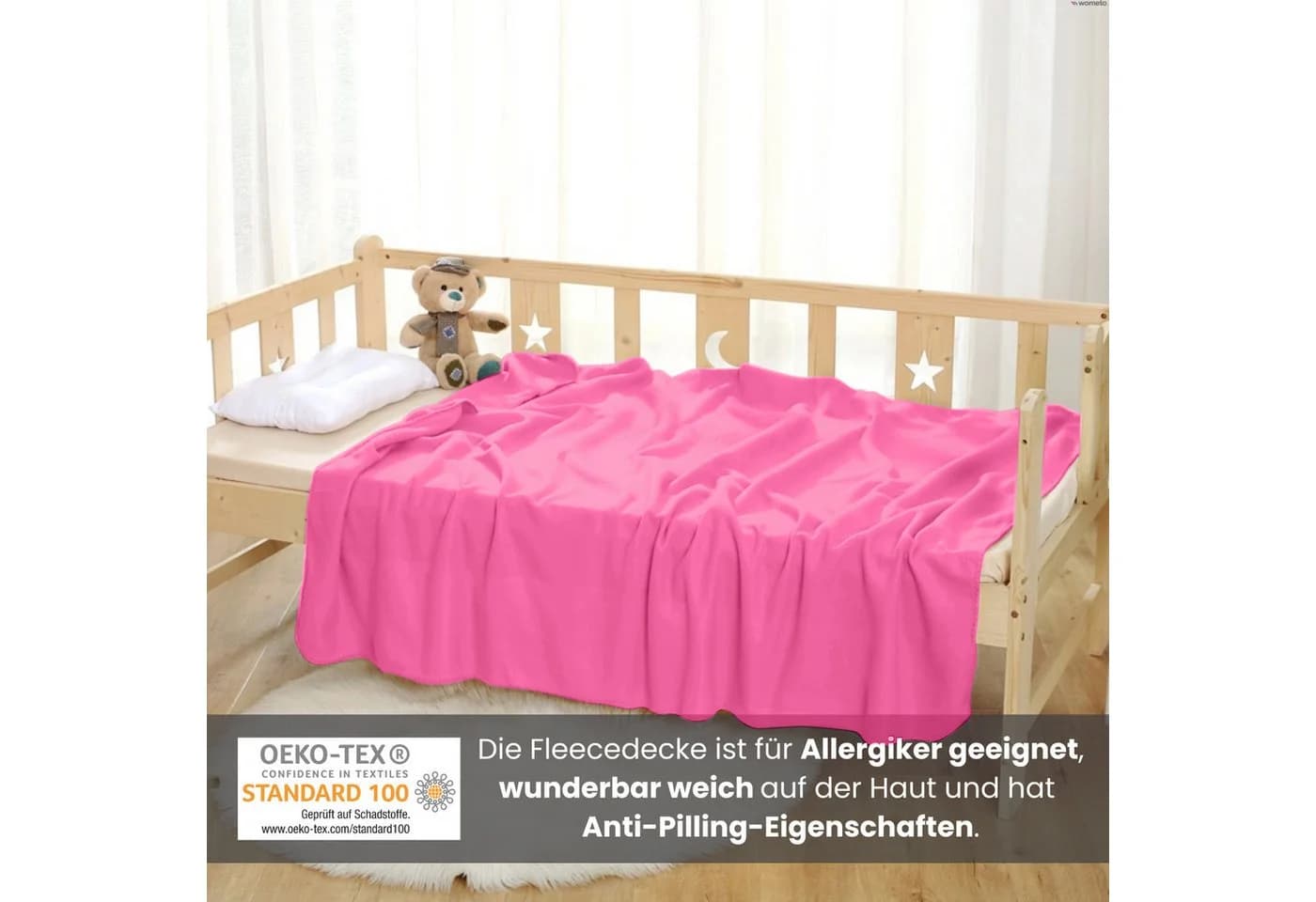 wometo Wohndecke Polar-Fleece Rosa Anti-Pilling - Bild 3
