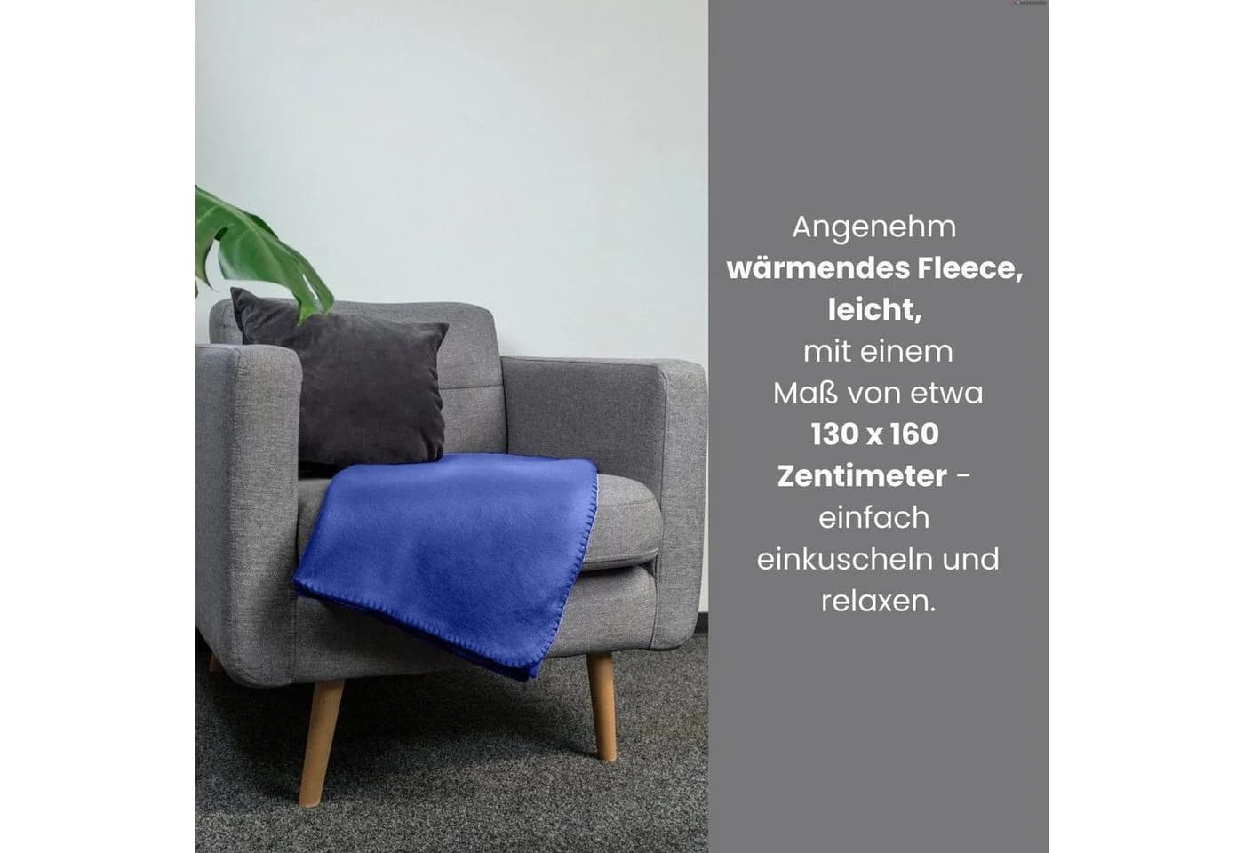 Wohndecke Polar-Fleece 2-teilig blau wometo OEKO-TEX®