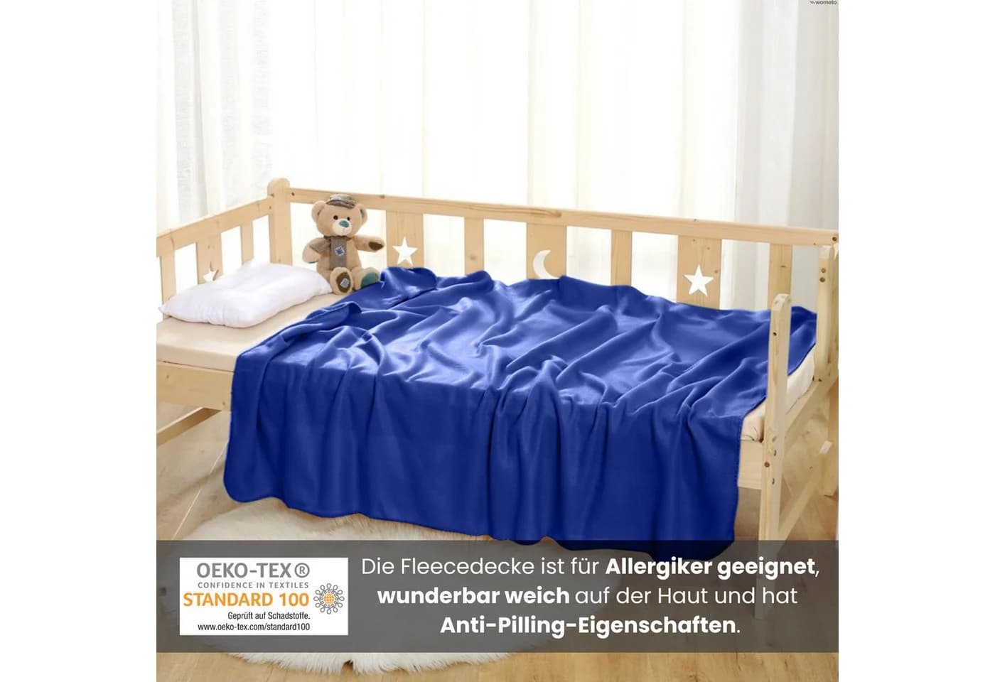 Wohndecke Polar-Fleece 2-teilig blau wometo OEKO-TEX® - Bild 3