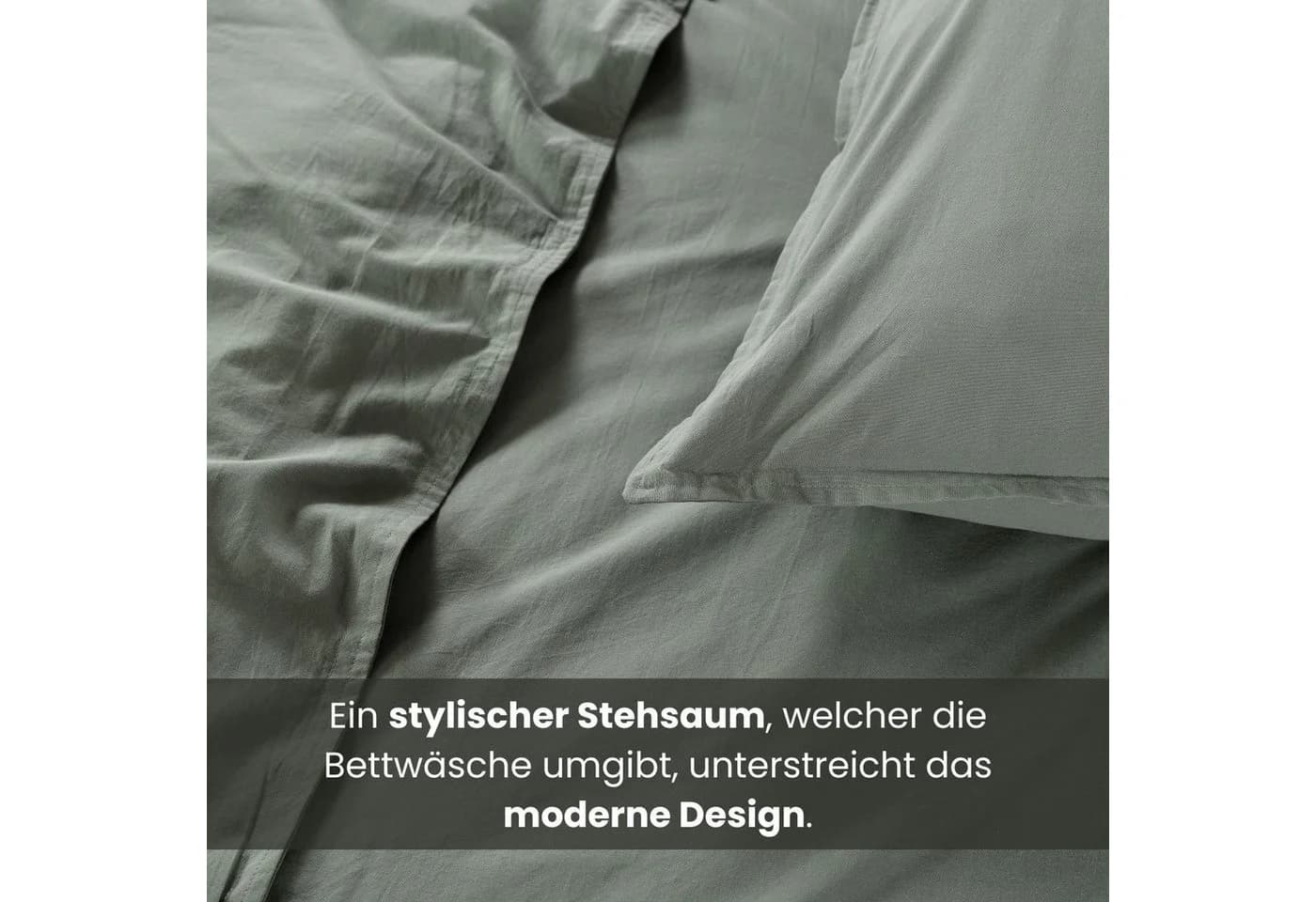 wometo Bettwäsche Stone Washed 155x220 Renforcé Baumwolle 2-teilig - Bild 3