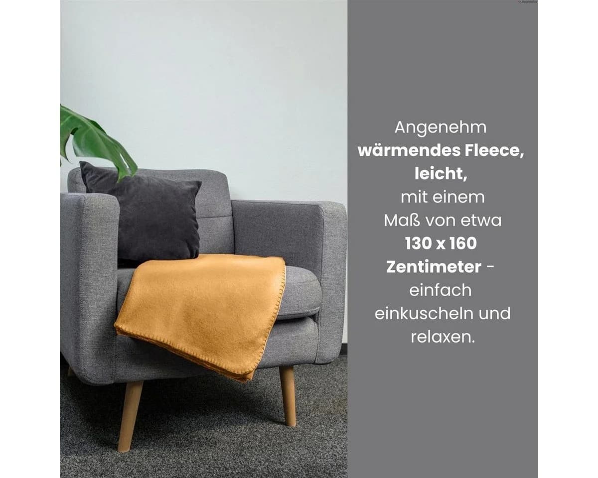 wometo Wohndecke Polar-Fleece 2-tlg. Gelb OEKO-TEX® Anti-Pilling
