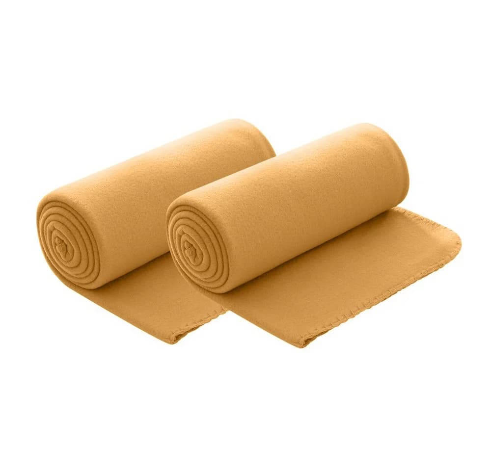 wometo Wohndecke Polar-Fleece 2-tlg. Gelb OEKO-TEX® Anti-Pilling - Bild 2