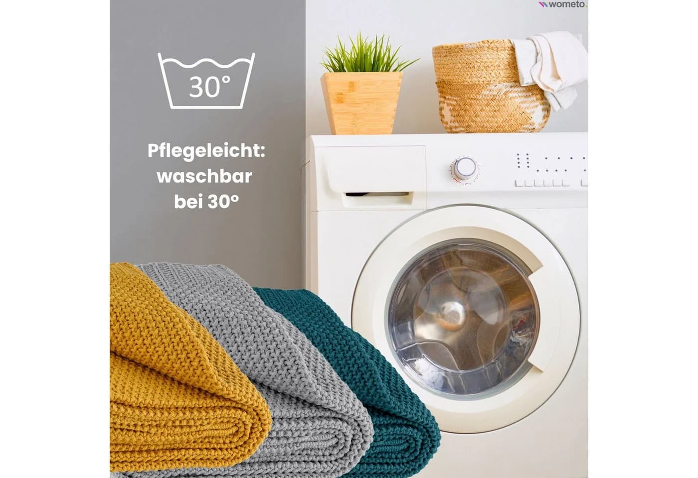 wometo Wohndecke Strick Grau Kuscheldecke mit Perlmuster - Bild 5