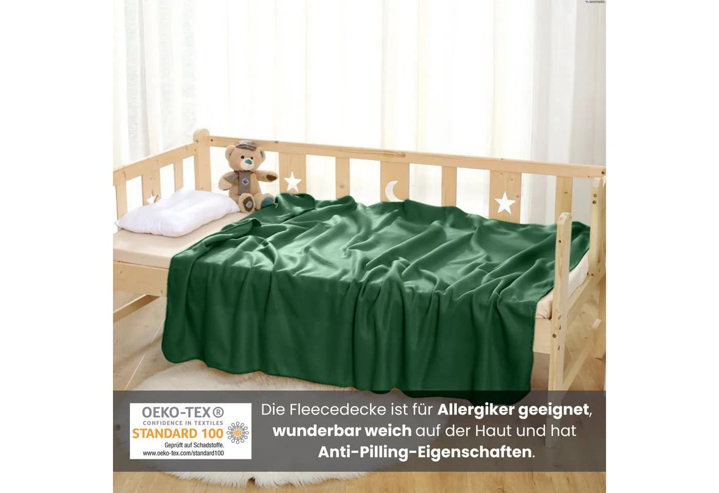 wometo Wohndecke Polar-Fleece 2er Set Grün Anti-Pilling - Bild 3