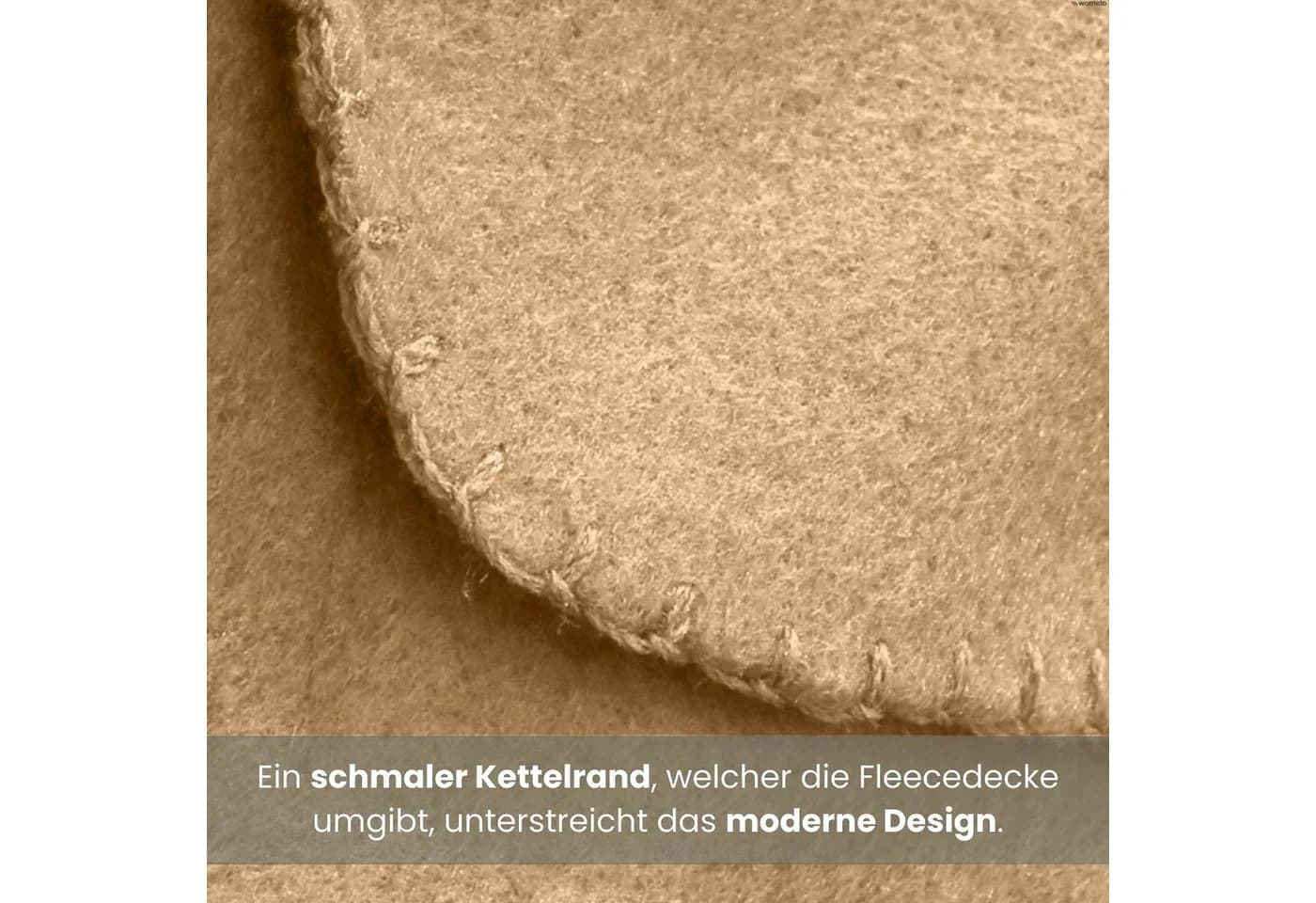 wometo Wohndecke Polar-Fleece 3er-Set Beige Kettel-Rand - Bild 4
