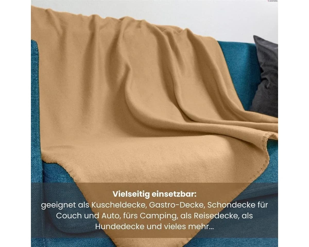 wometo Wohndecke Polar-Fleece 3er-Set Beige Kettel-Rand - Bild 5