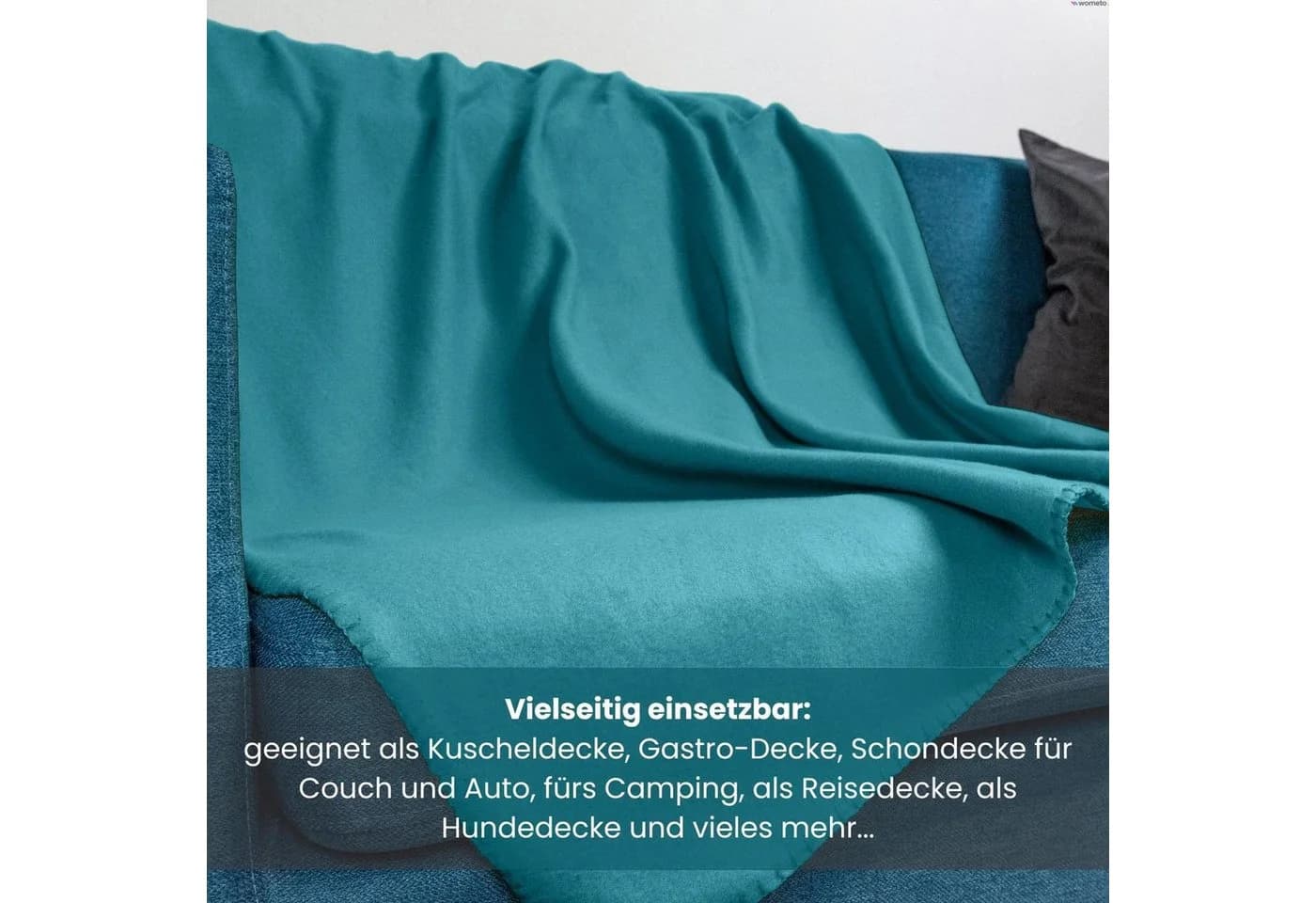 wometo Wohndecke Polar-Fleece 3-tlg. Türkis OEKO-TEX® Anti-Pilling - Bild 5