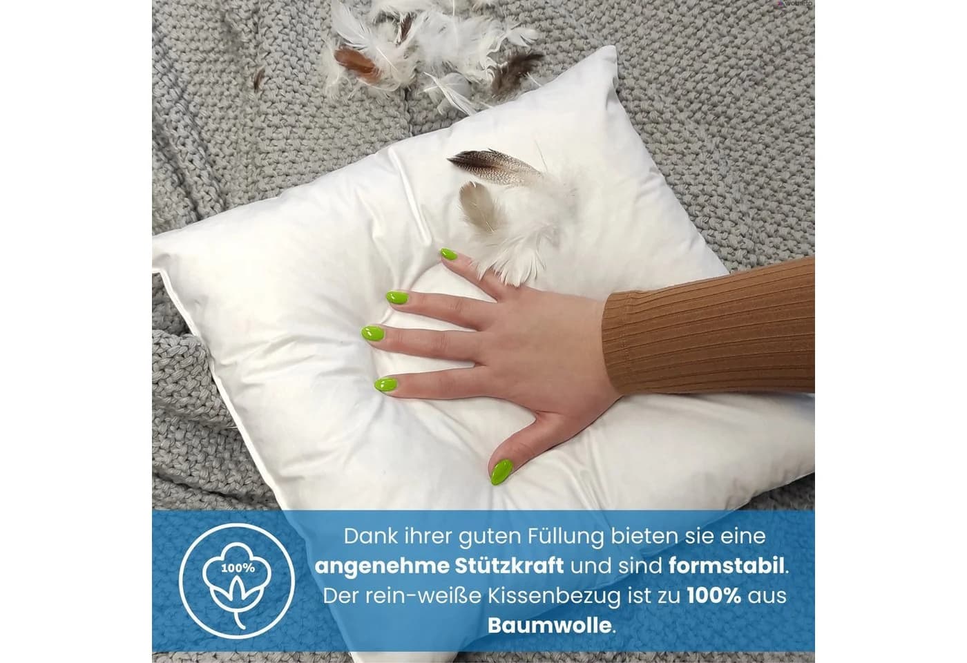 wometo Federkissen 4er Pack 40x60 cm Baumwolle Weiß - Bild 3