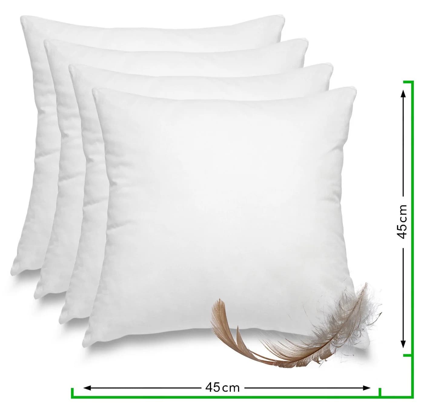 wometo Federkissen 4er Pack 45x45 cm Weiß Baumwolle