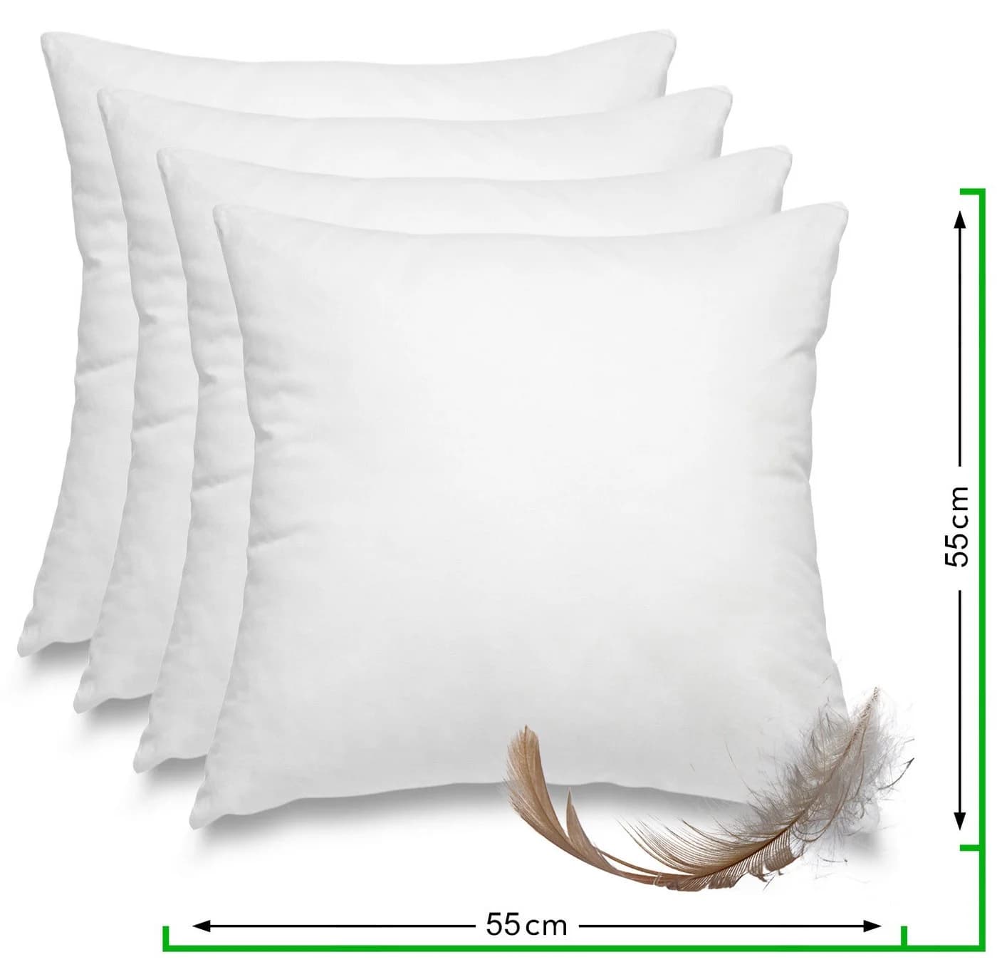 wometo Federkissen 4er Pack 55x55 cm Weiß Baumwolle Federn