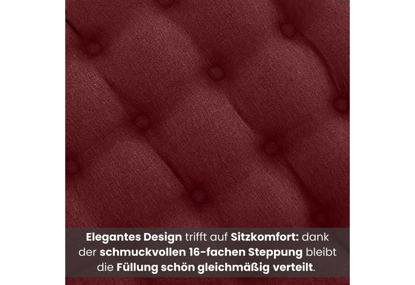 wometo Stuhlkissen Prime 40x40 Rot mit Steppung & Bändern - Bild 4