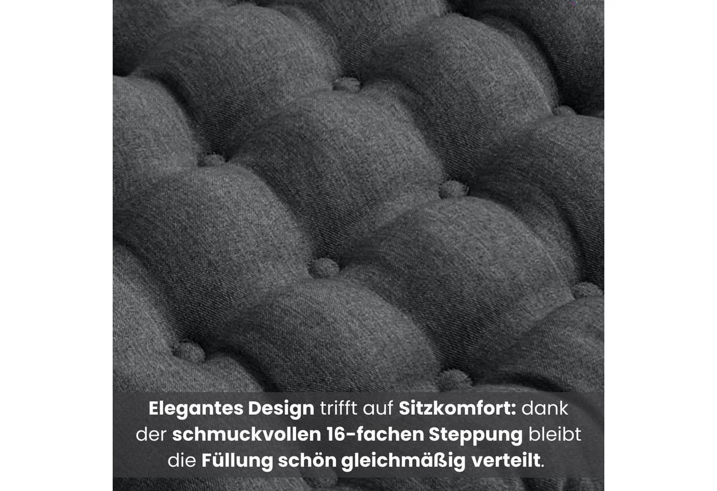 wometo Stuhlkissen Prime Grau 40x40 cm 2er Set mit Bändern - Bild 4