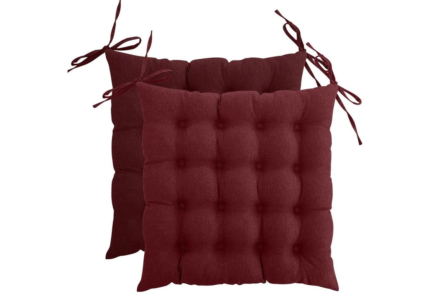 wometo Stuhlkissen Prime 40x40 2er Set Dunkelrot mit Steppung - Bild 2