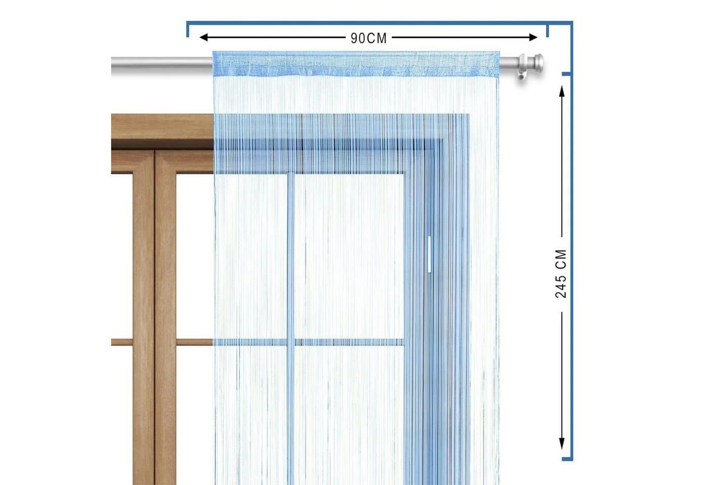 wometo Fadenvorhang One Blau 245 cm Stangendurchzug