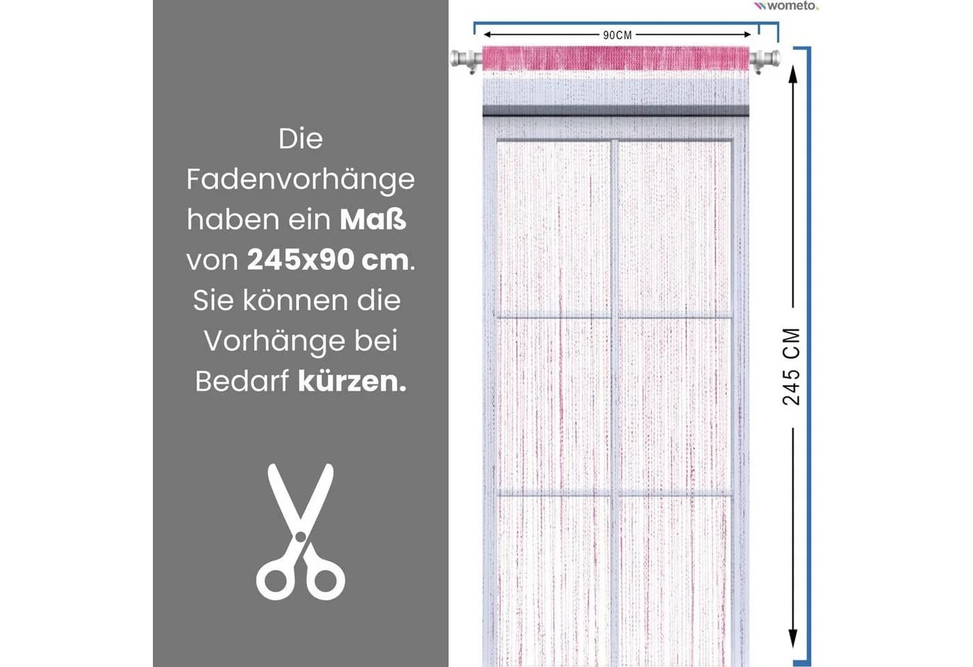 wometo Fadenvorhang Lurex Rosa-Silber Glitzer-Effekt Kürzbar - Bild 3
