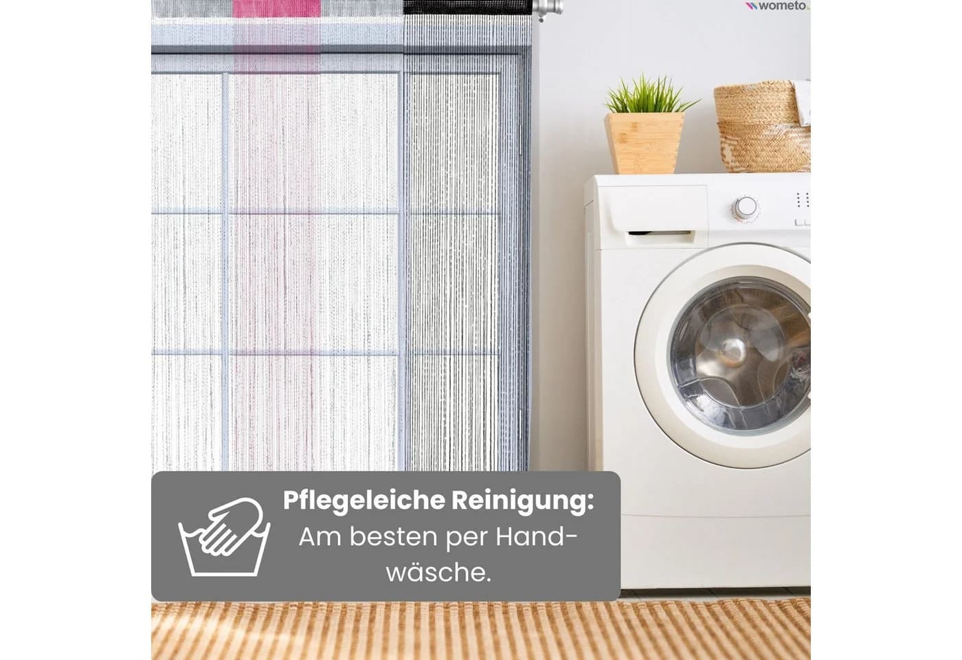 wometo Fadenvorhang Lurex Rosa-Silber Glitzer-Effekt Kürzbar - Bild 4