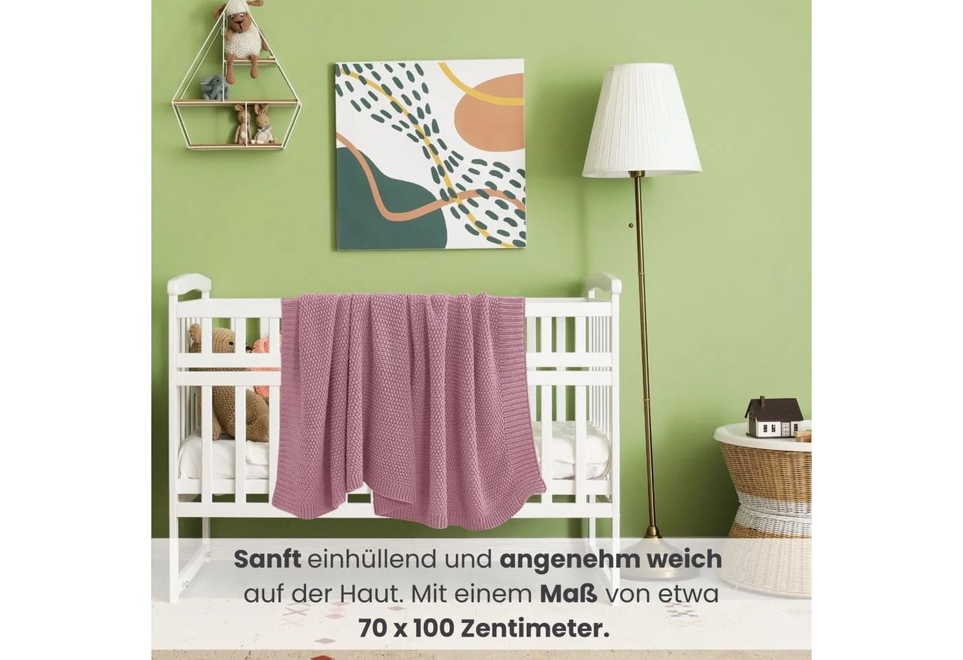 wometo Babydecke Rosa Kuschelweich Strick OEKO-TEX - Bild 3