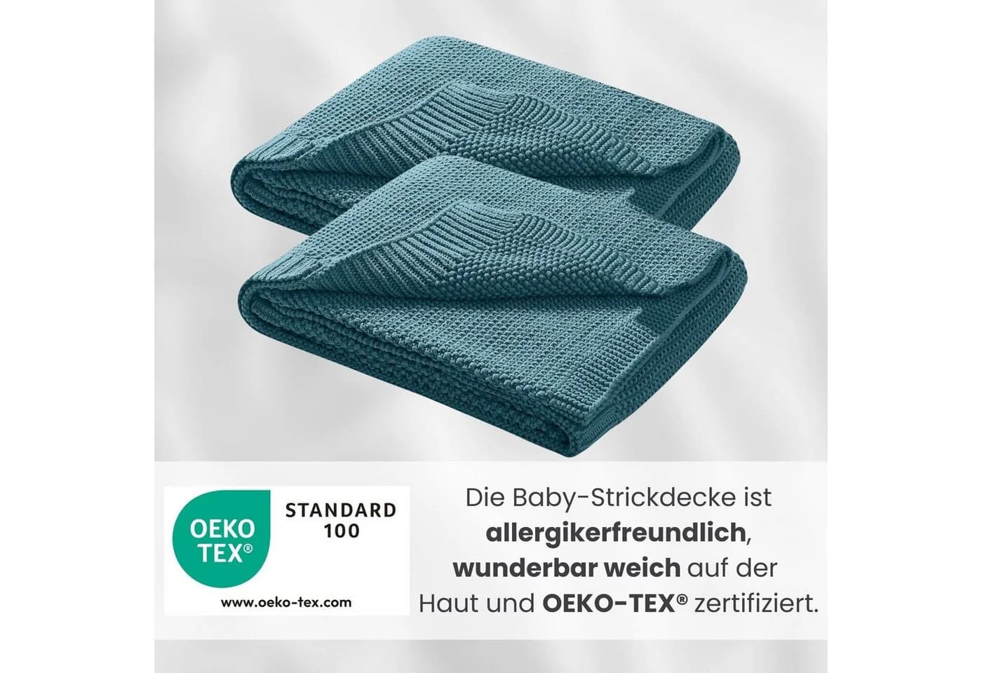 wometo Babydecke Strickdecke Kuschelweich OEKO-TEX Türkis - Bild 4