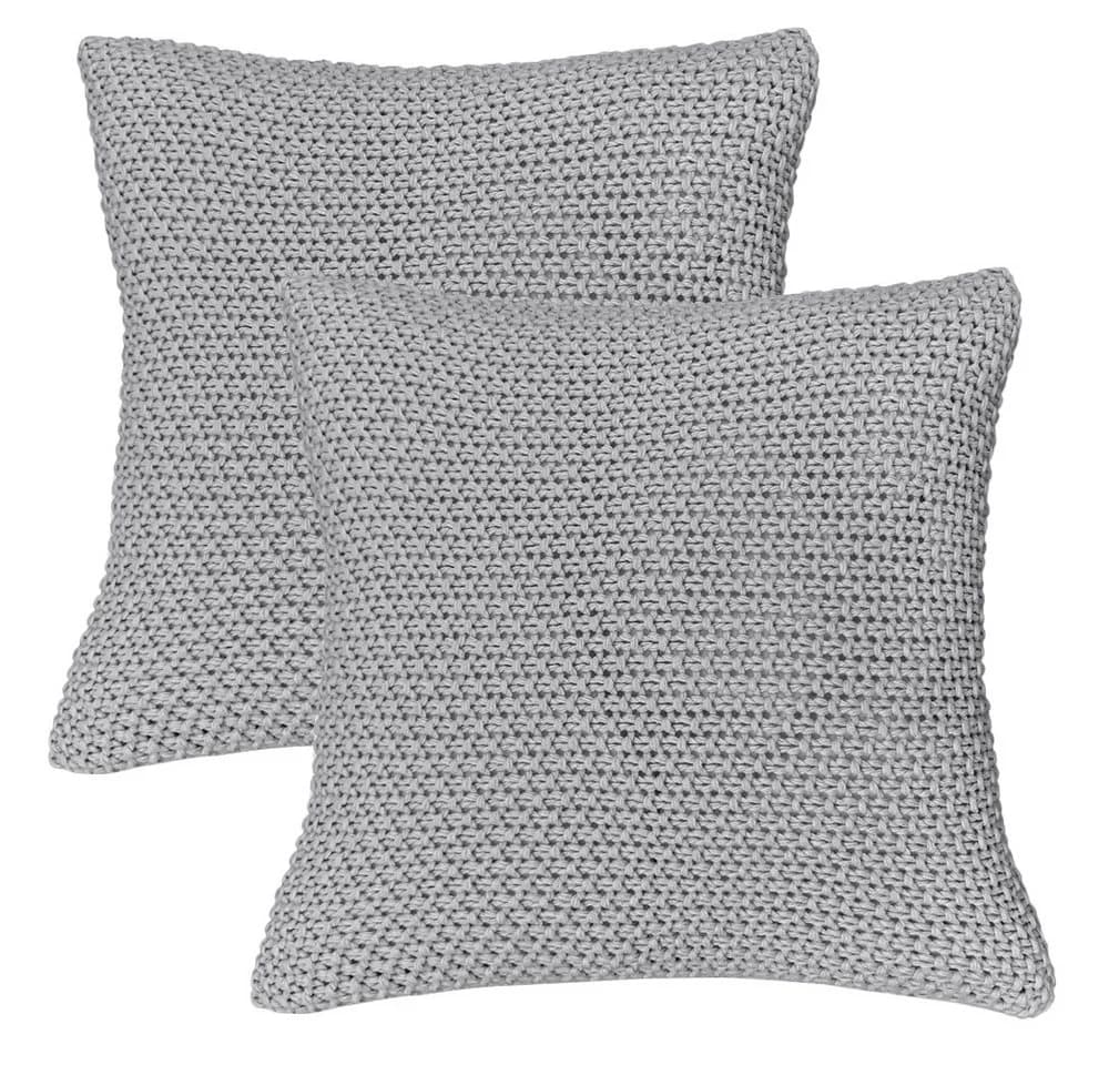 wometo Kissenbezug Strick Grau 45x45 cm 2 Stück - Bild 2