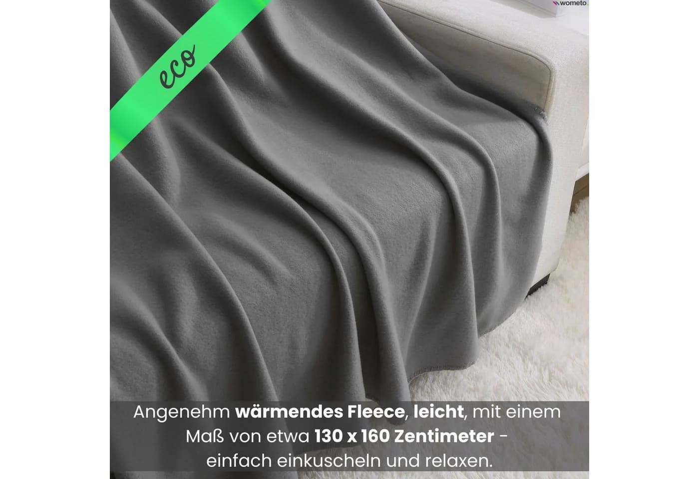 wometo Wohndecke eco-line Grau Fleece 100% recycelt