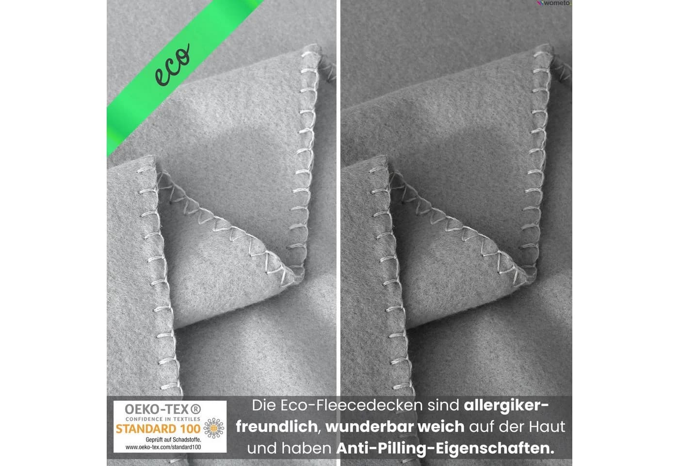 wometo Wohndecke eco-line Grau Fleece 100% recycelt - Bild 4