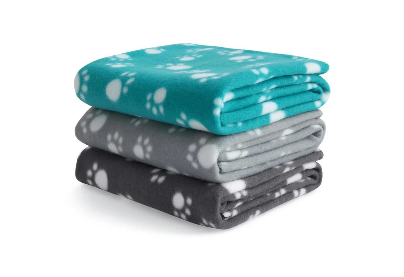 wometo Tierdecke 3er Set 100% recyceltes Fleece OEKO-TEX® Pfötchen-Print