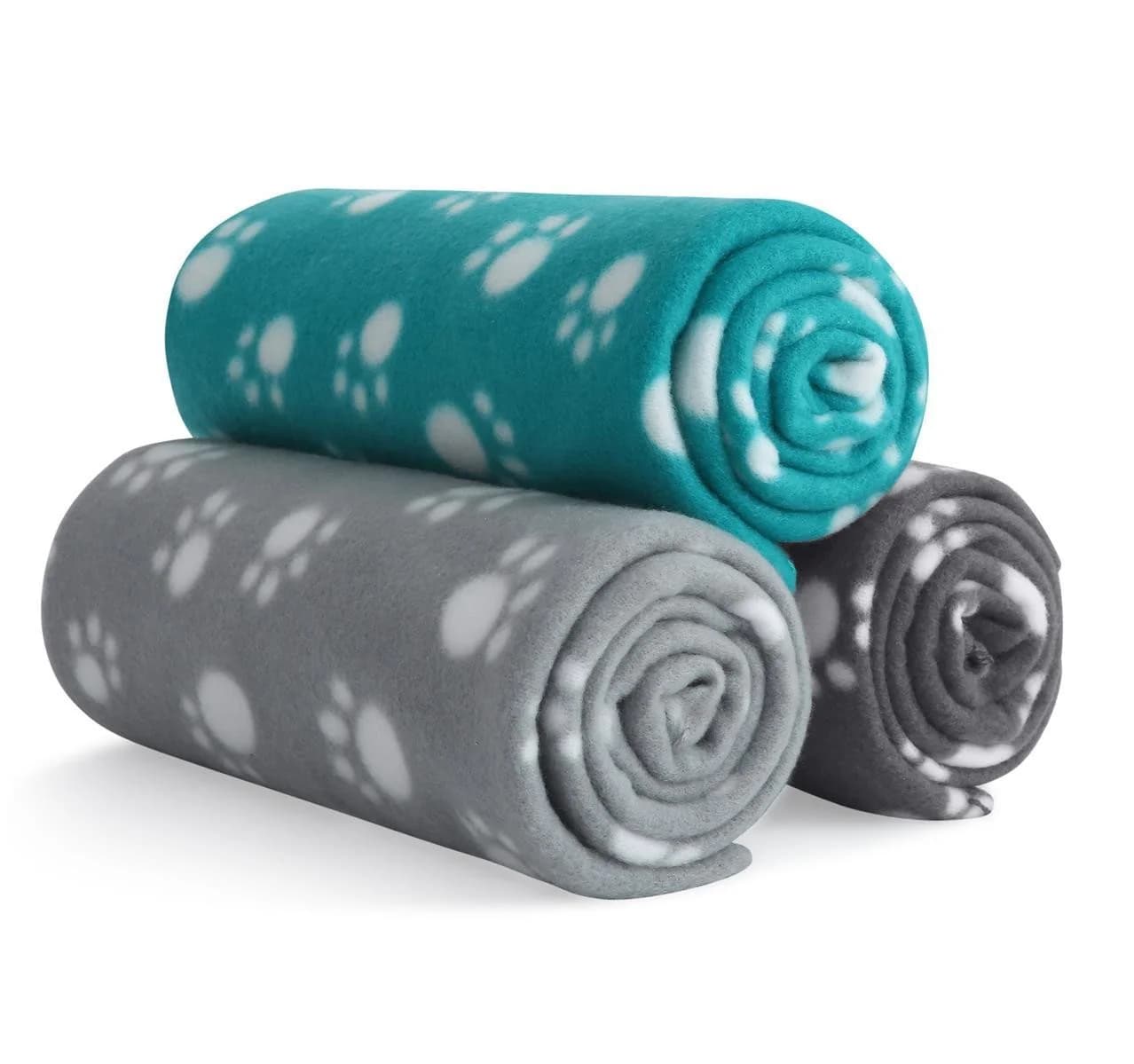 wometo Tierdecke 3er Set 100% recyceltes Fleece OEKO-TEX® Pfötchen-Print - Bild 2