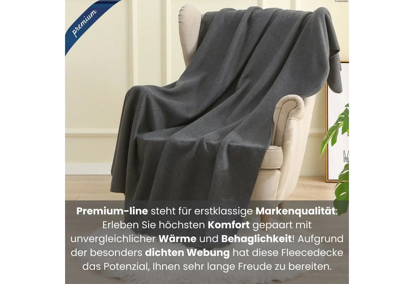 Wohndecke Premium-Fleecedecke 130x160 cm oder 140x190 cm, wometo, OEKO-TEX®, extra dick, Qualitäts-Kettelrand & Anti-Pilling - Bild 5