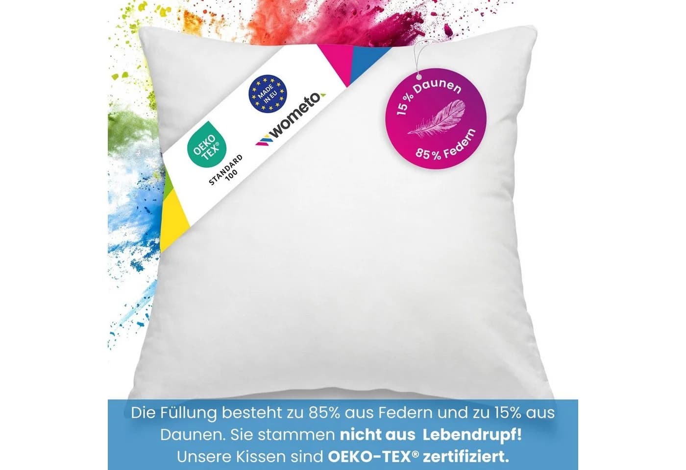 wometo Federkissen Premium Daune 2er Pack Weiß Baumwolle - Bild 4