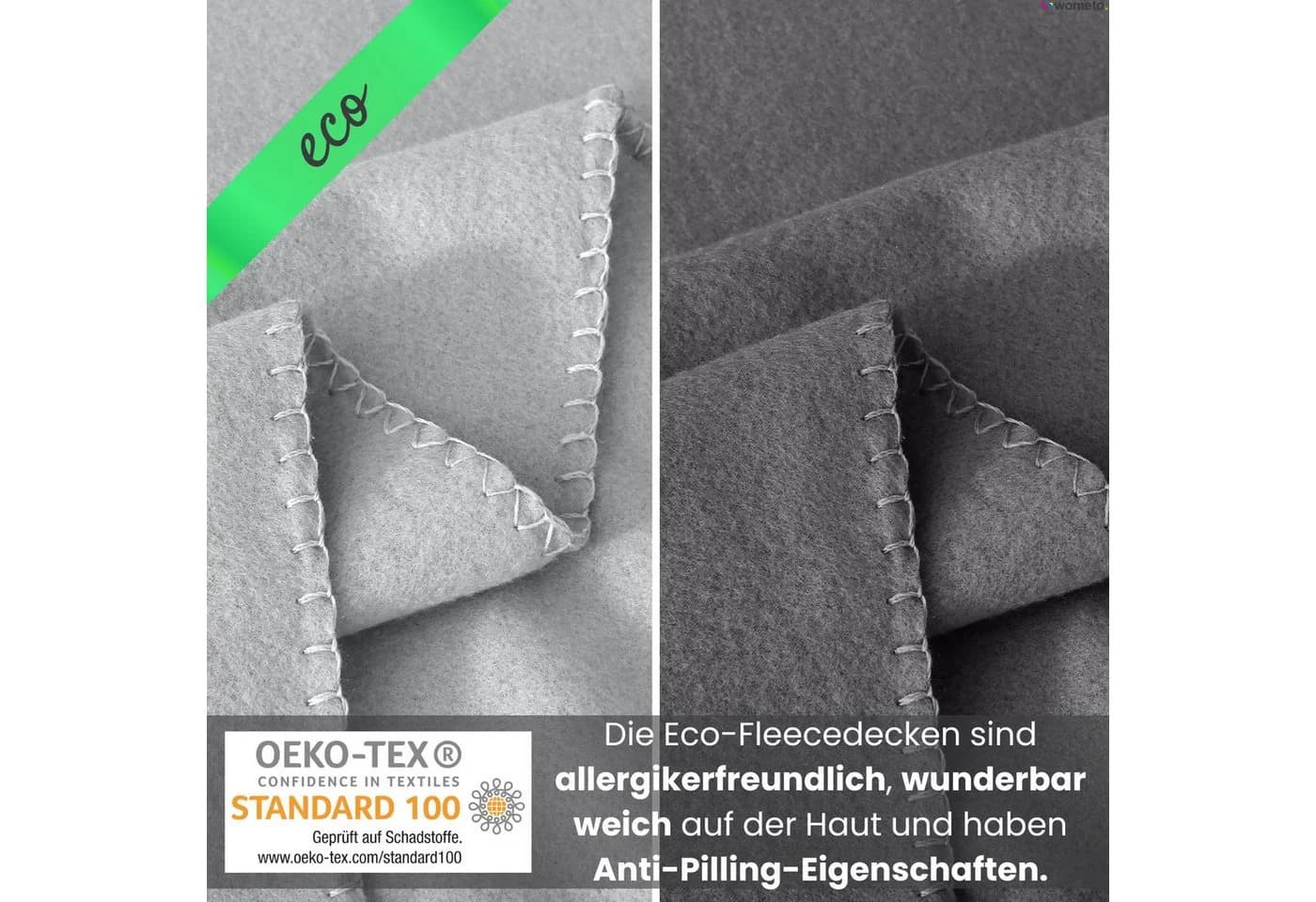 wometo Wohndecke eco-line Fleece Dunkelgrau Antipilling - Bild 3
