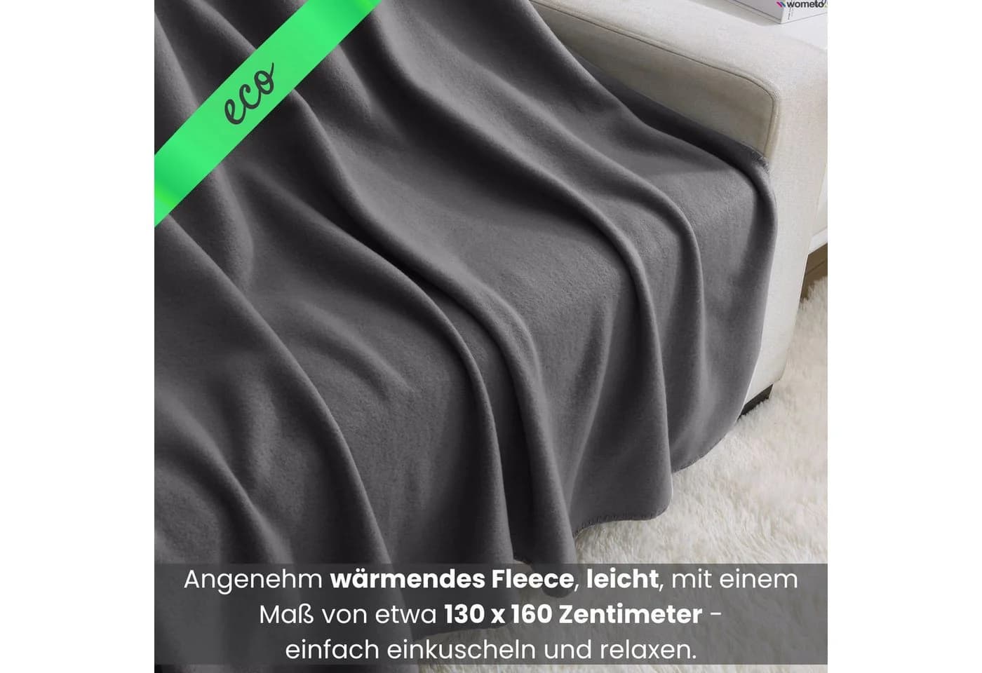 wometo Wohndecke 2er Set eco-line Grau Fleece Antipilling - Bild 3