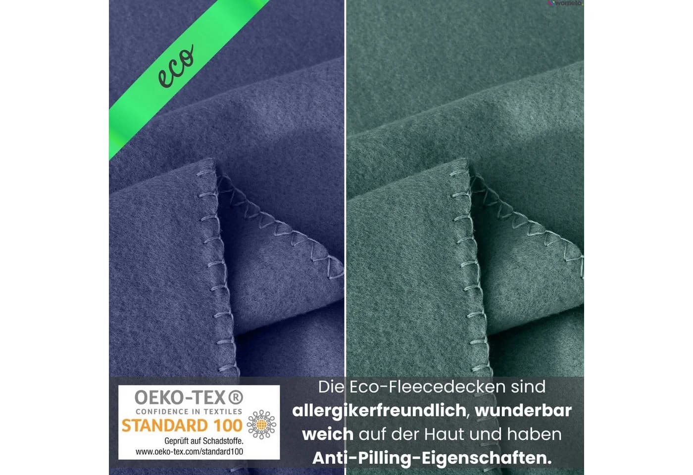 wometo Wohndecke 2er Set eco-line Dunkelgrün Fleece Antipilling - Bild 4