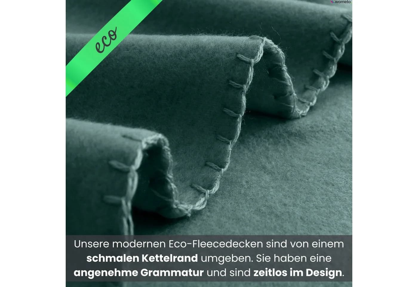 wometo Wohndecke 2er Set eco-line Dunkelgrün Fleece Antipilling - Bild 5