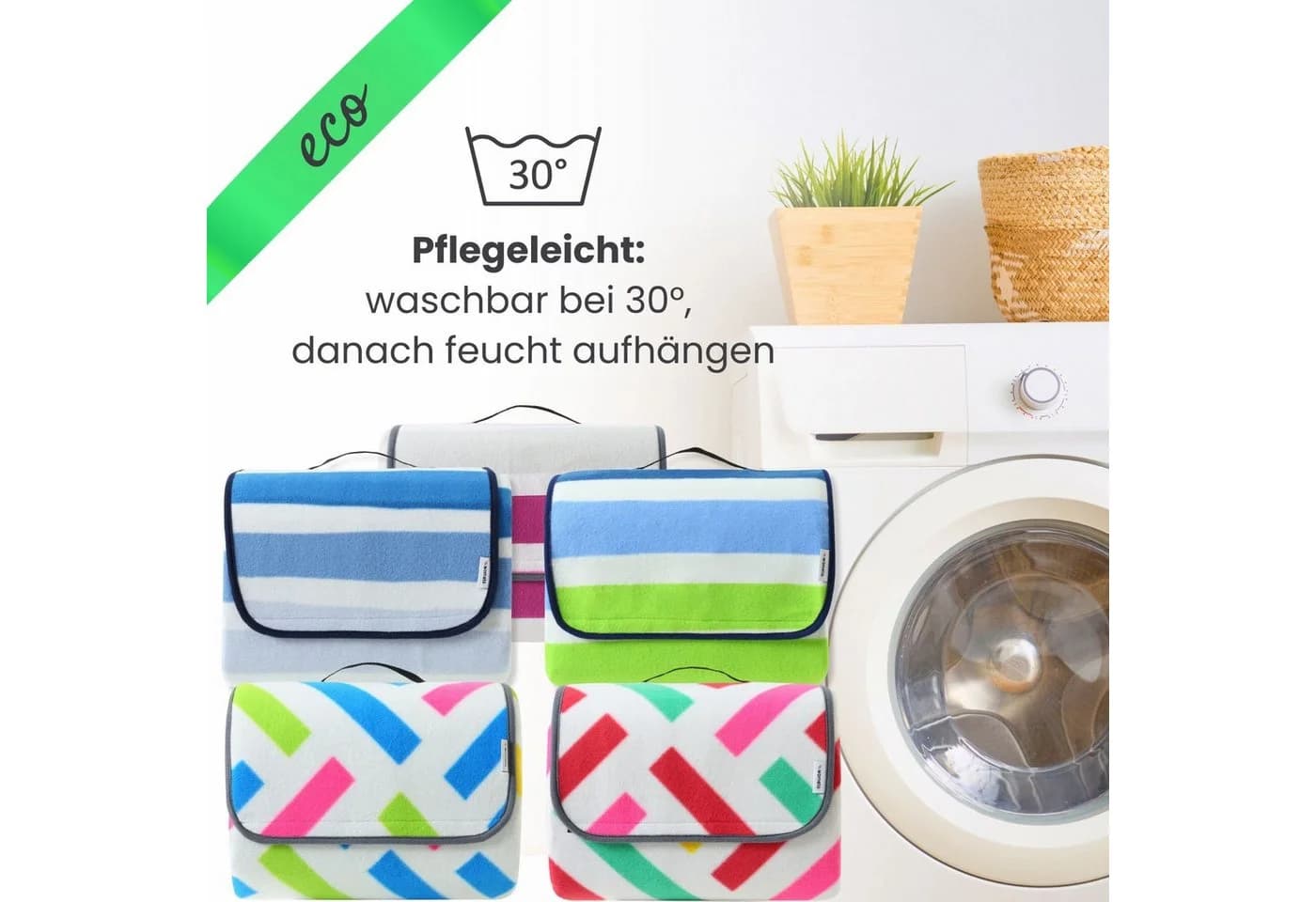 wometo Picknickdecke XXL 200x200 cm bunt wasserdicht - Bild 5